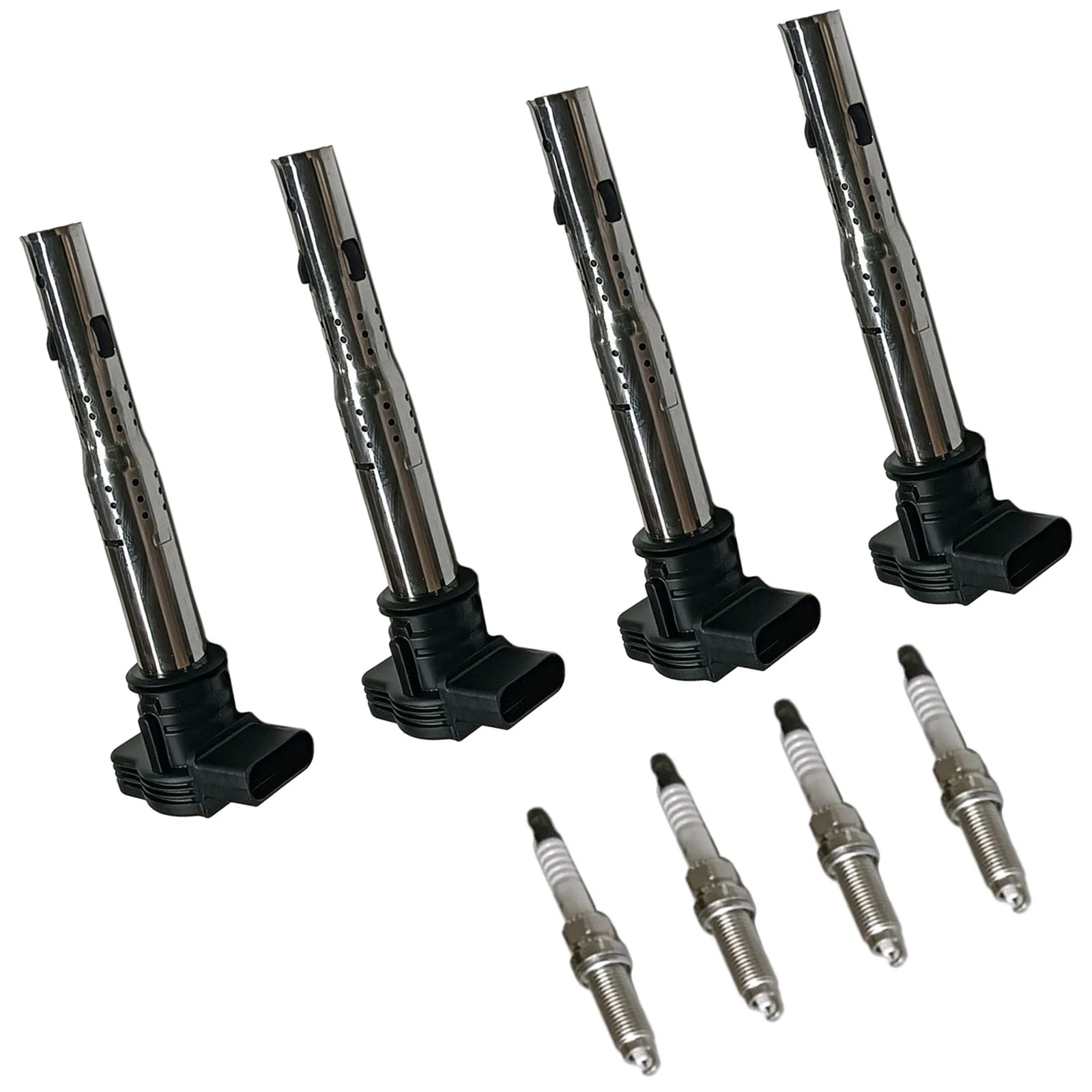 Set of 4 Ignition Coils and Spark Plugs for Audi A3 A4 A5 A6 Q3 Q5 VW Beetle (2006–2020)