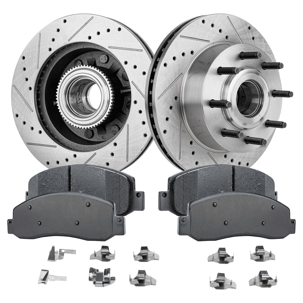 Disc Brake & Pad Kit for Ford F-250 Super Duty (2010–2012) Cross-drilled