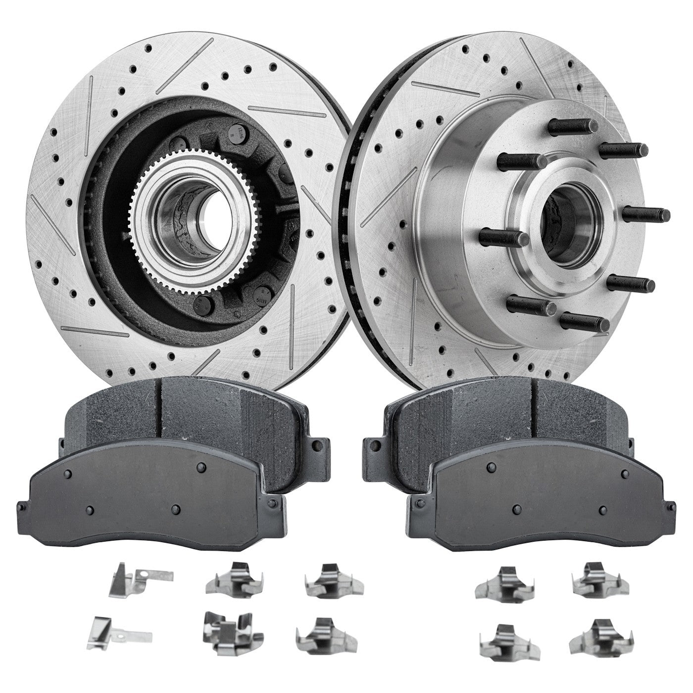 Disc Brake & Pad Kit for Ford F-250 Super Duty (2010–2012) Cross-drilled