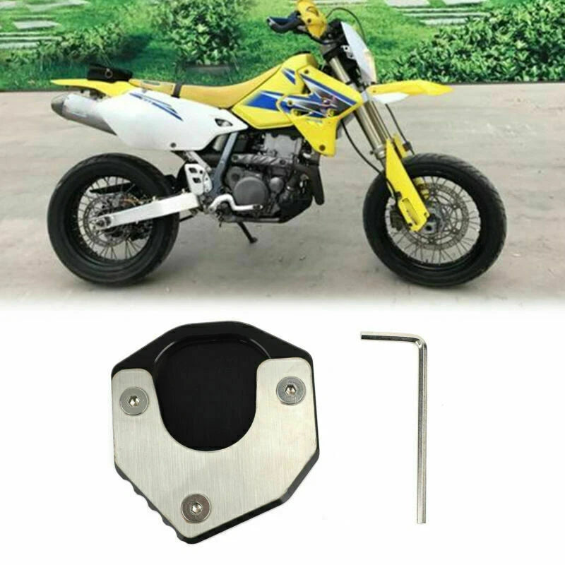 Kickstand Sidestand Enlarger Plate Pad for Suzuki DRZ400S/E SM (2000–2023) Black