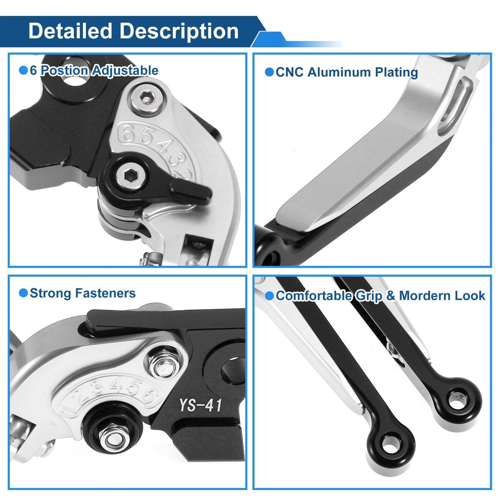 Adjustable Short Brake Clutch Levers for Suzuki GSXR150 (2017–2020) Silver Black