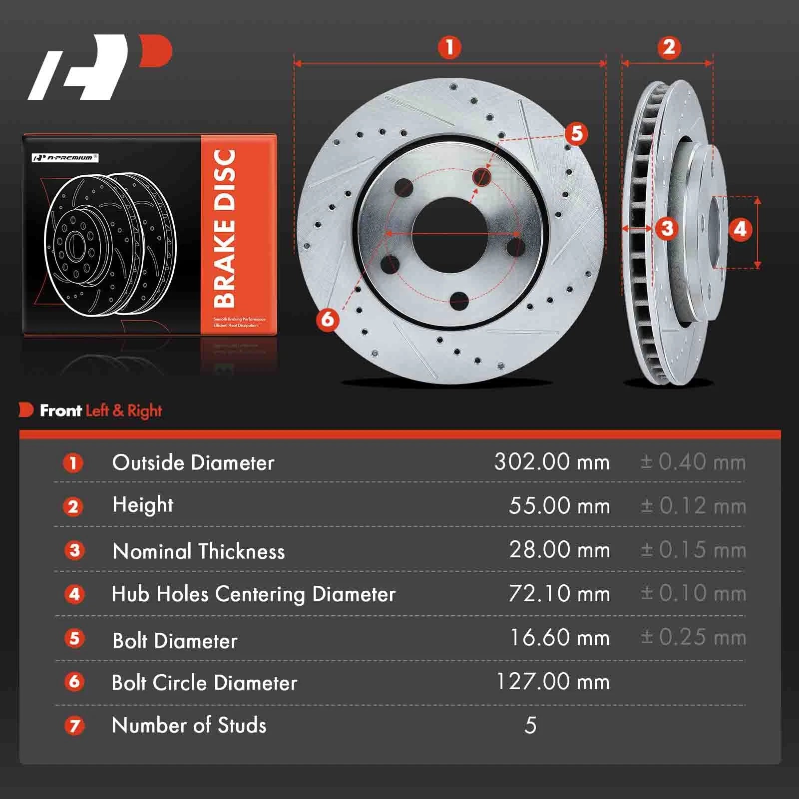 Front Drilled Rotors for Jeep Wrangler (2007-2018)