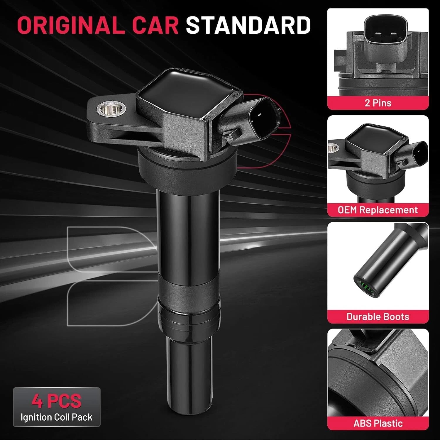 4 Ignition Coils for Kia Soul Forte 1.8L/2.0L (2014-2018)