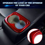Red Interior ABS Cup Holder Cover Trim for Honda Civic 2016-2021