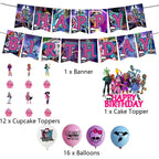 30pcs Monster High Party Supplies - Banner, Cake Toppers, Balloons
