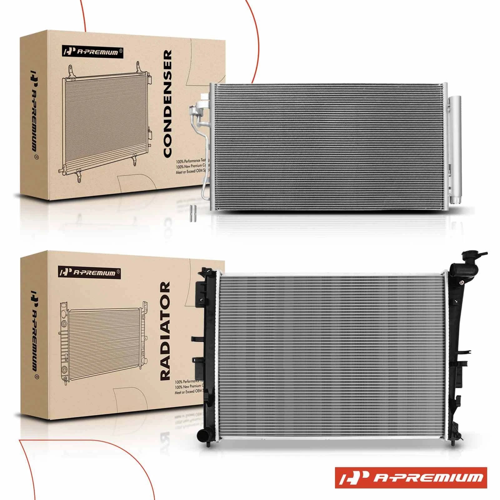 Radiator & A/C Condenser with Drier for Hyundai Sonata Kia Optima (2011–2013)