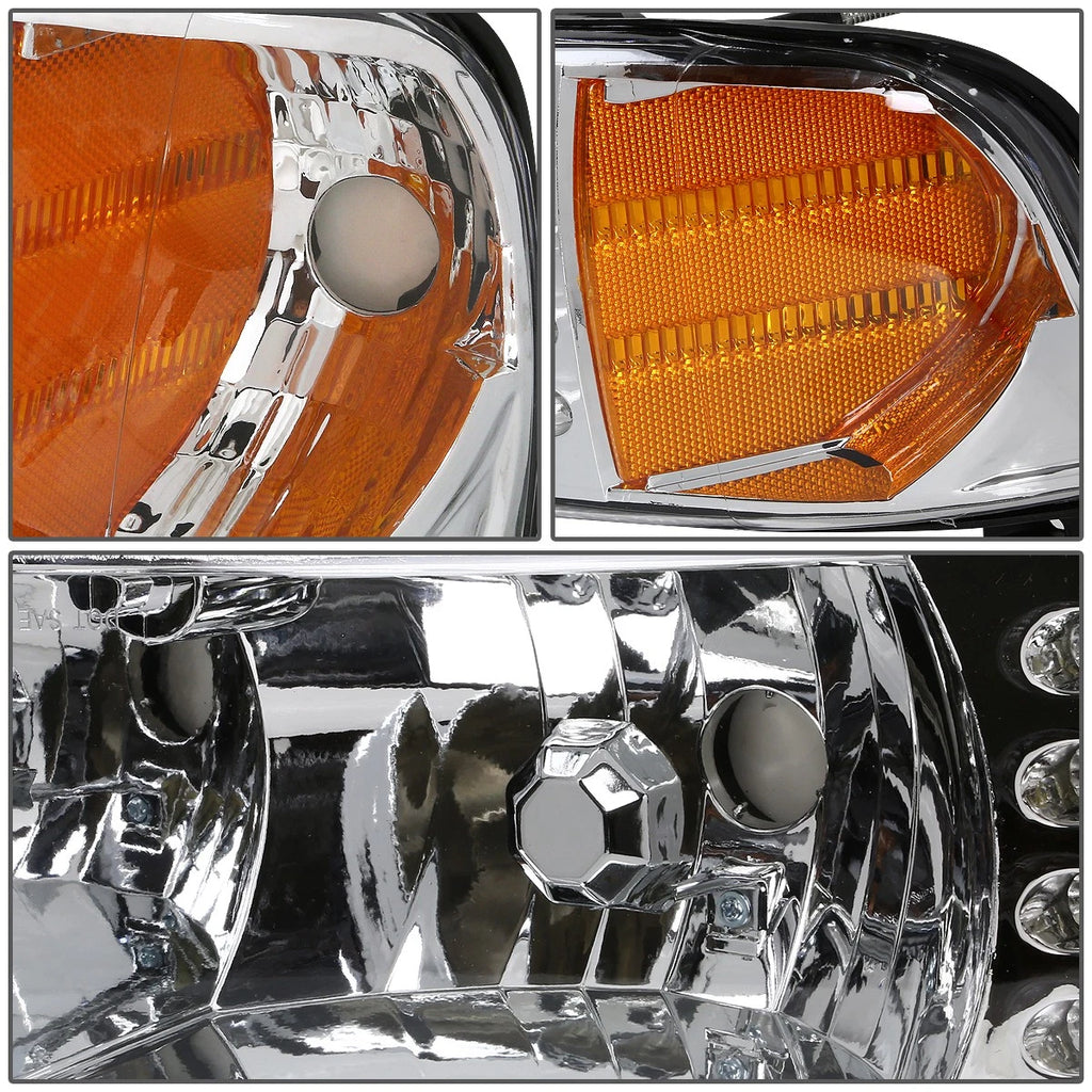 Chrome Housing Amber Corner Headlights with LED DRL for Dodge Ram Pickup (1994–2002)