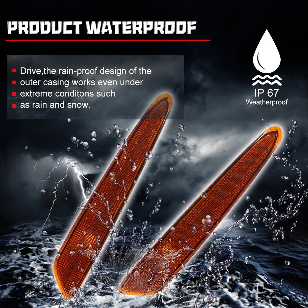 2X Amber Lens Front Bumper Side Marker Lights for Chevy Corvette C6 (2005–2013)