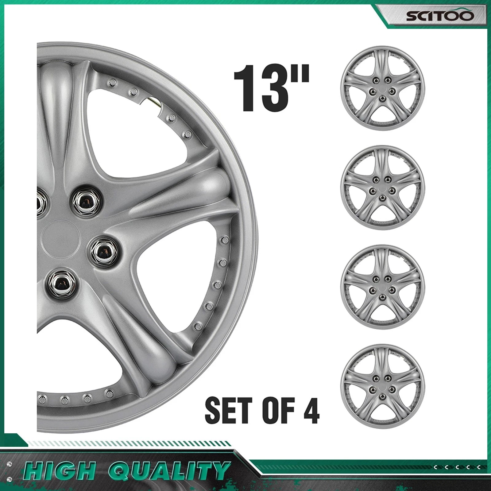 Set of 4 Wheel Covers for R13 Tire & Wheels (13")