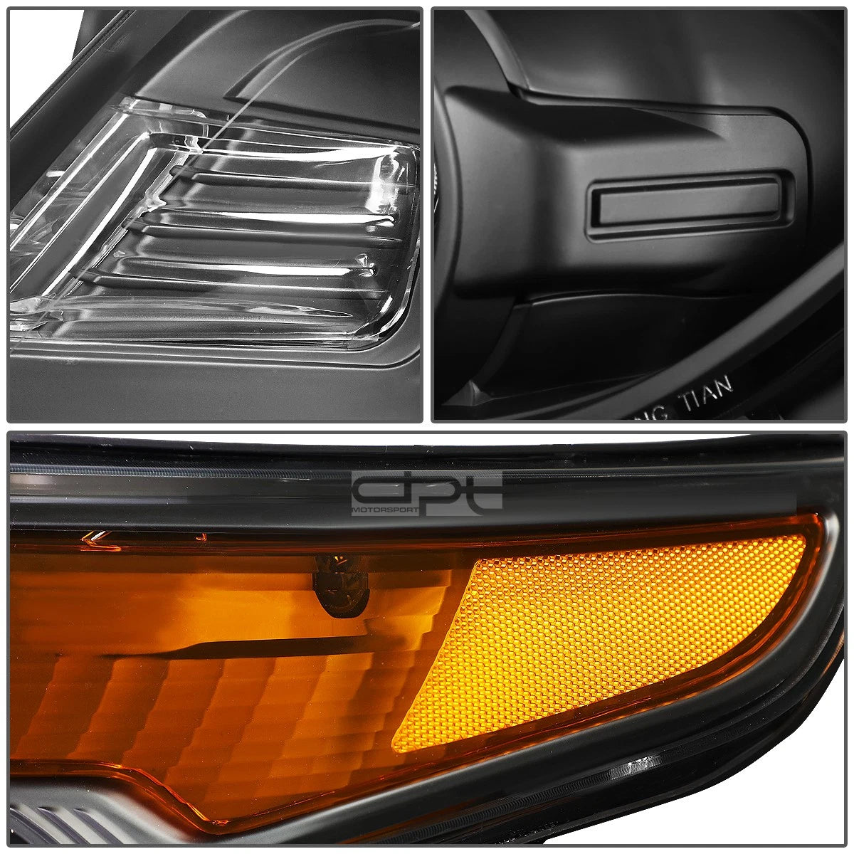 Side Projector Headlight Lamp for Ford Expedition (2011–2015) Black/Amber