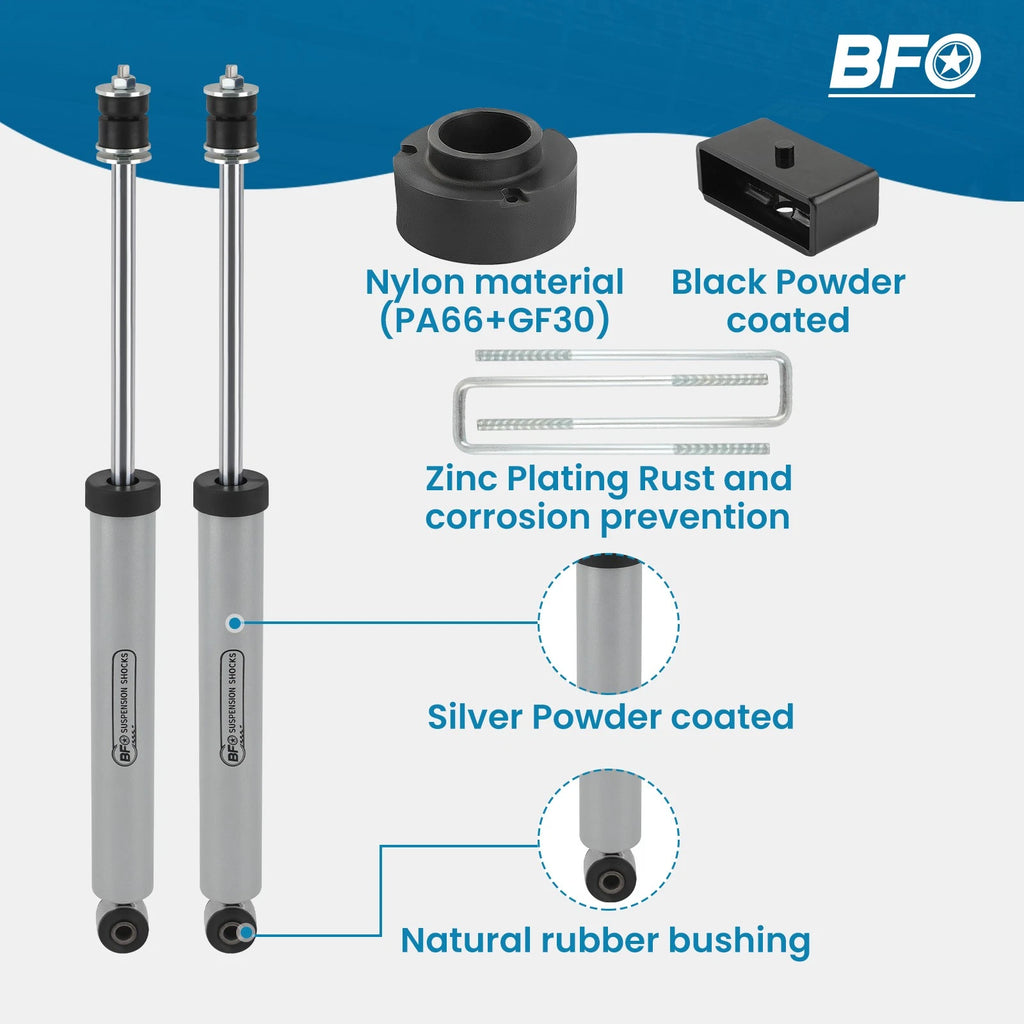 2.5" Lift Kit with Nitrogen-Filled Shocks for Dodge Ram 1500 4WD (1994–2001)