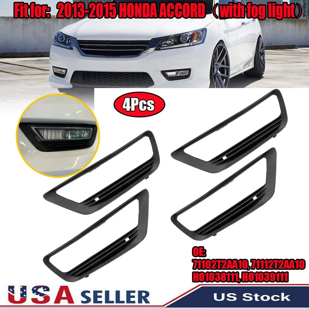 Set of 4 Fog Light Covers for Honda Accord Sedan (2013–2015)