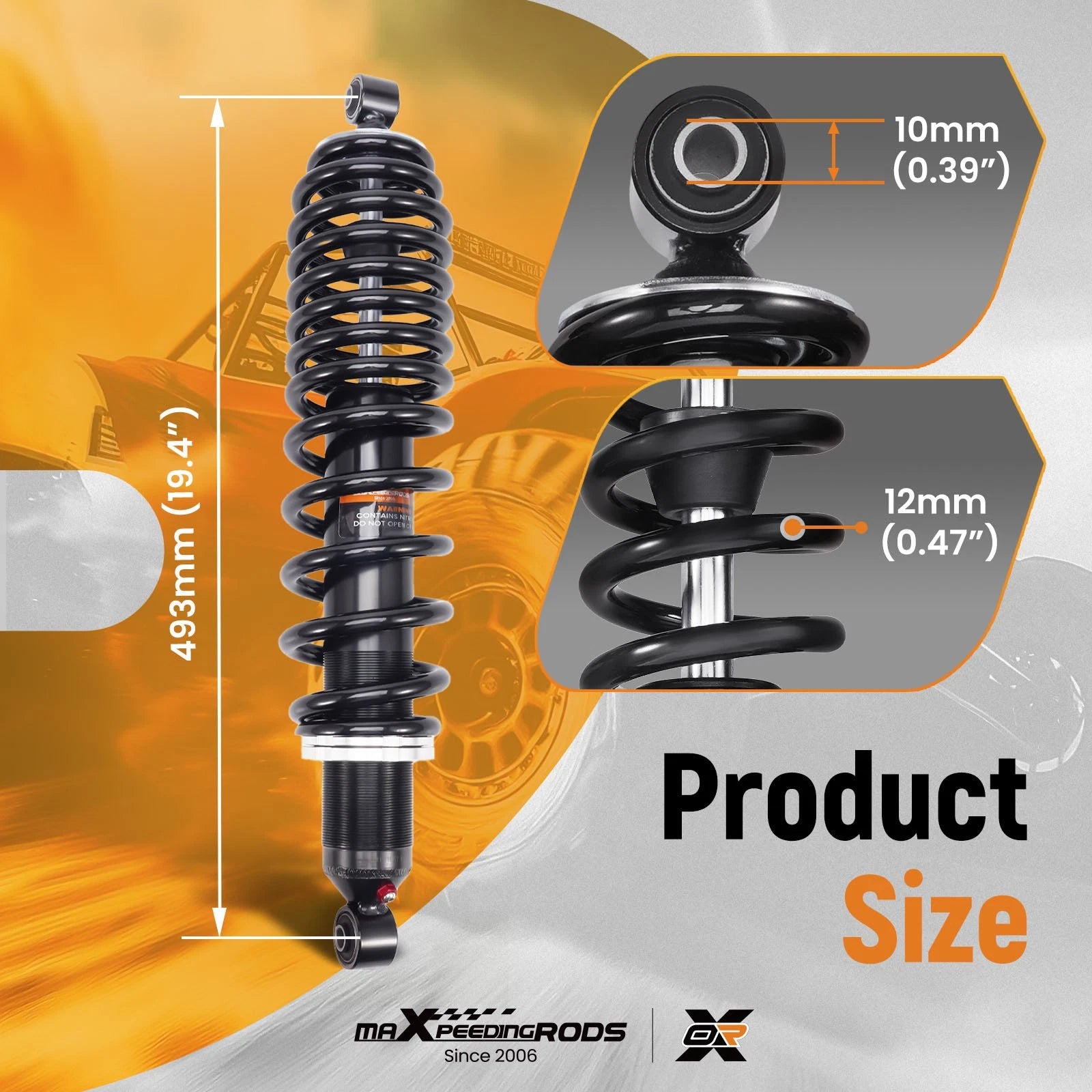2X Rear Gas Shock Strut Absorbers for Can-Am Defender HD9 (2022–2023)