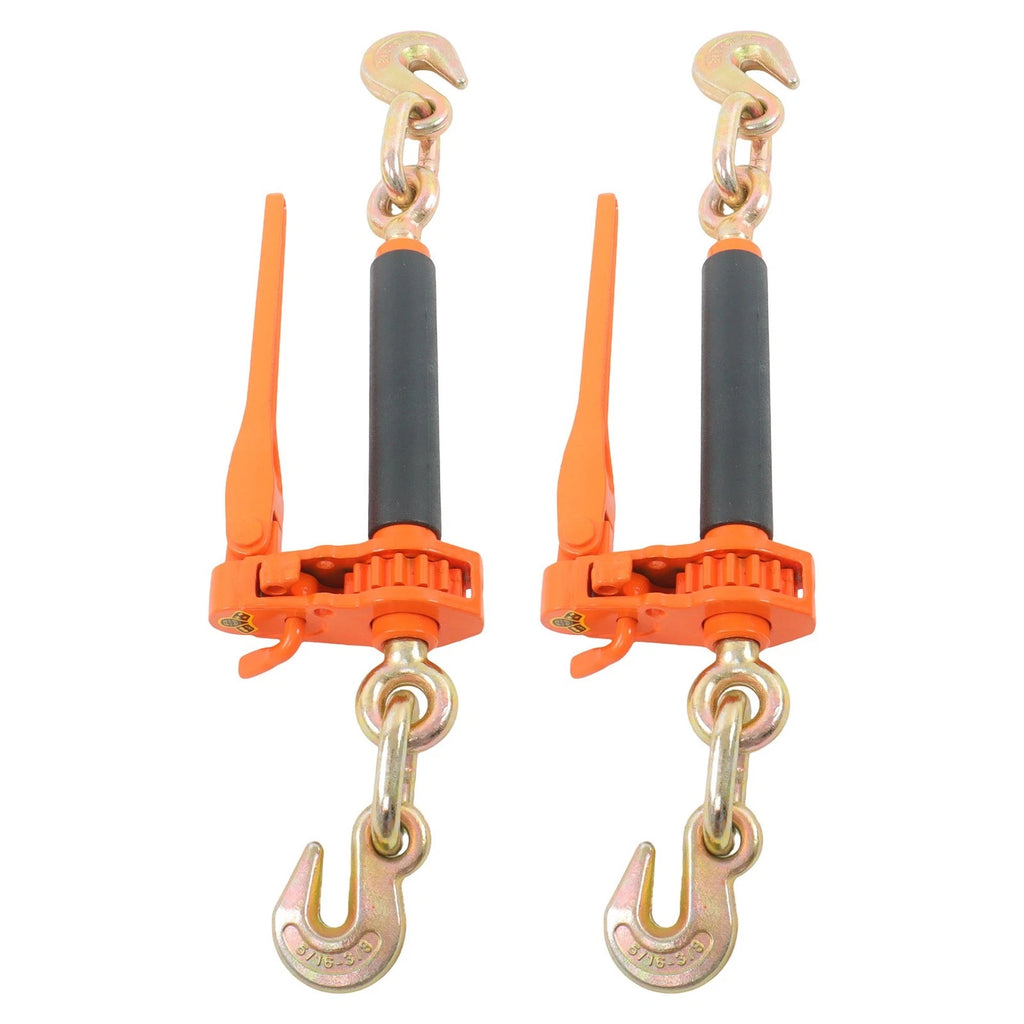 2 Pcs Ratchet Load Binder with Grab Hooks for G70 (5/16"-3/8", 7100 lbs)