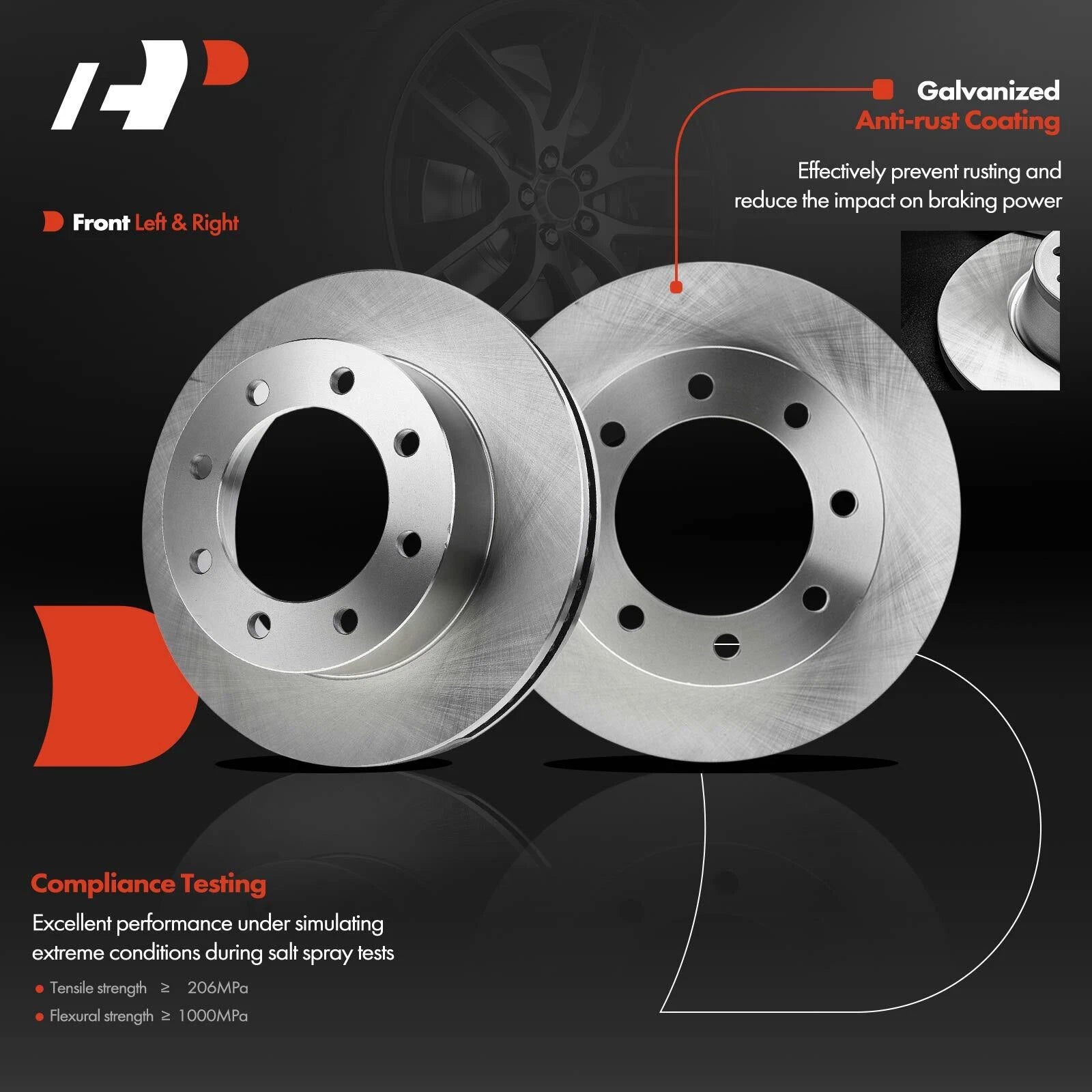 Front Brake Rotor & Pad Set with Caliper for F-250 F-350 (2005–2012)