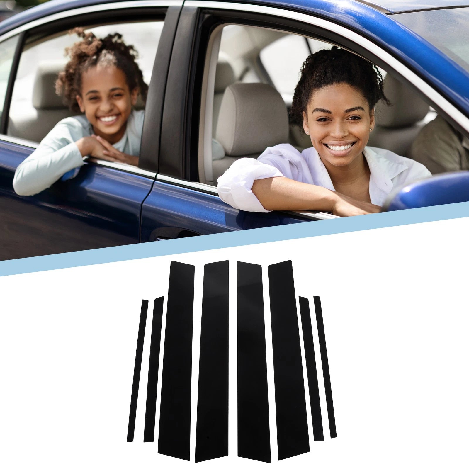8 Pcs Window Trim Cover for Toyota RAV4 (2013–2018) Black