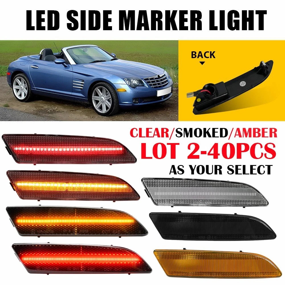 2X Smoke Front & Rear Bumper Side Marker Light for Chrysler Crossfire (2004–2008)