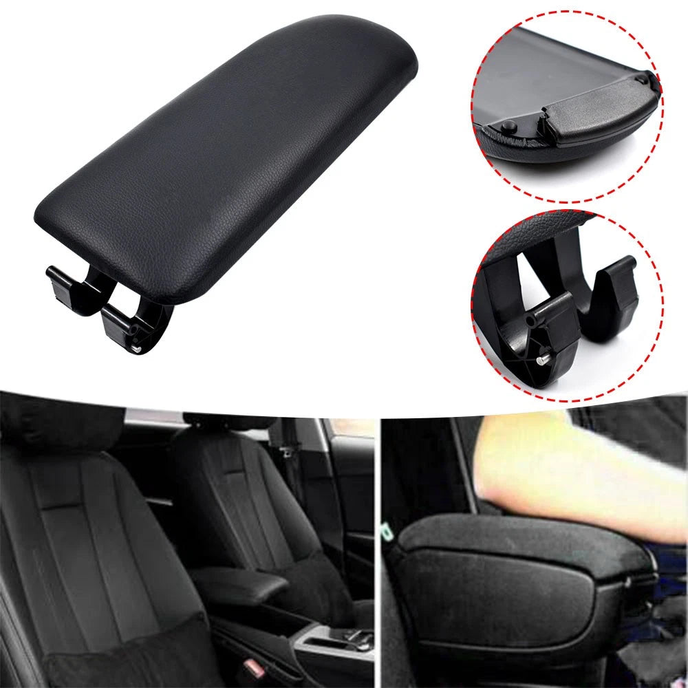 Black Leather Armrest Console Lid Cover for Audi A4 B7 (2004–2008)