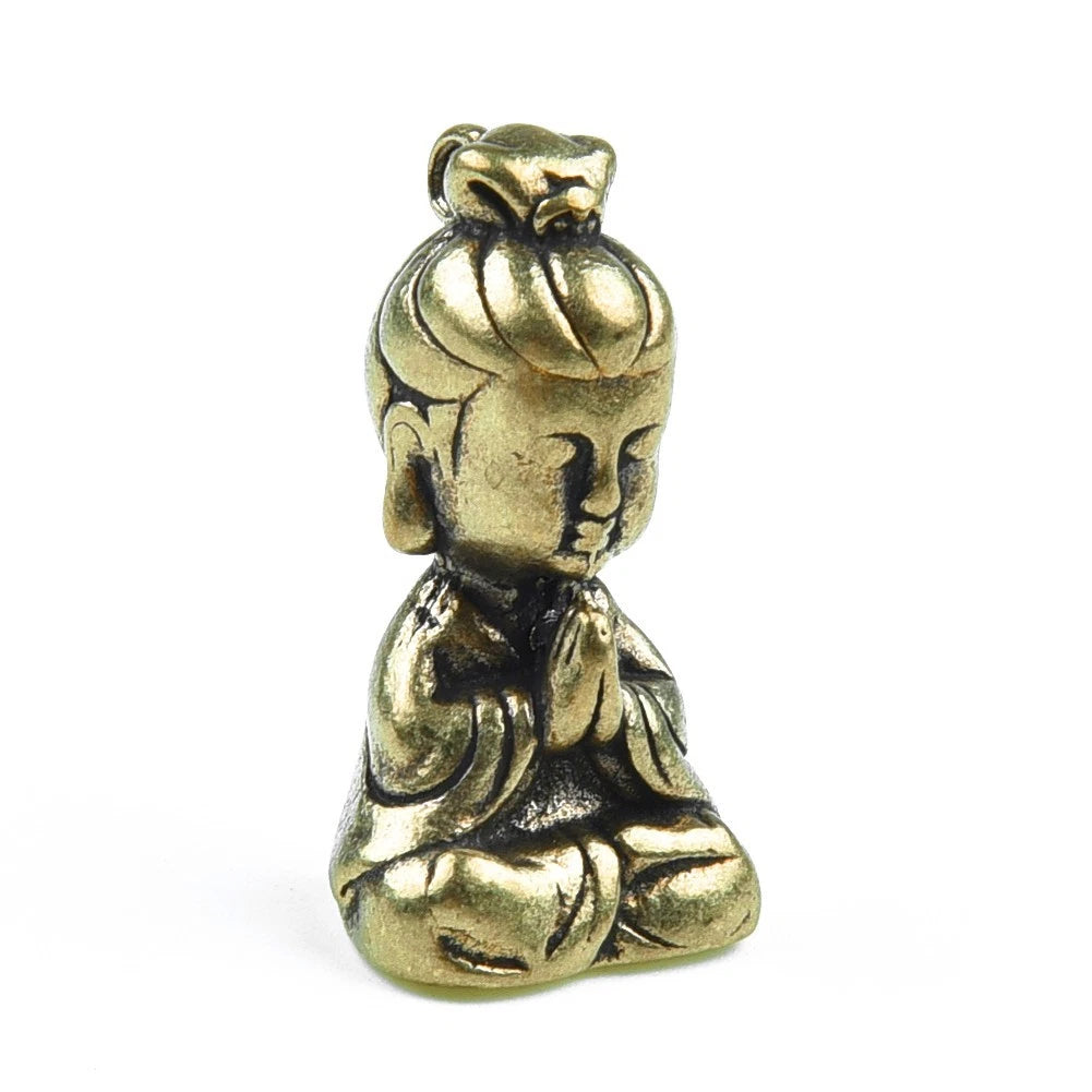 Brass Guanyin Buddha Figurine Statue for Home Office Desk Decor
