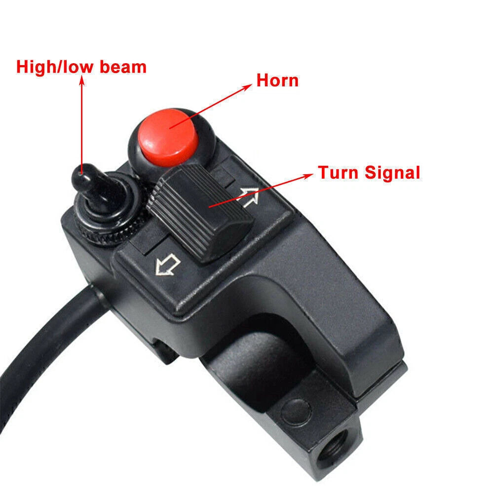 7/8" Left Handlebar Switch for Motorcycle (Turn Signal, High/Low Beam, Horn)