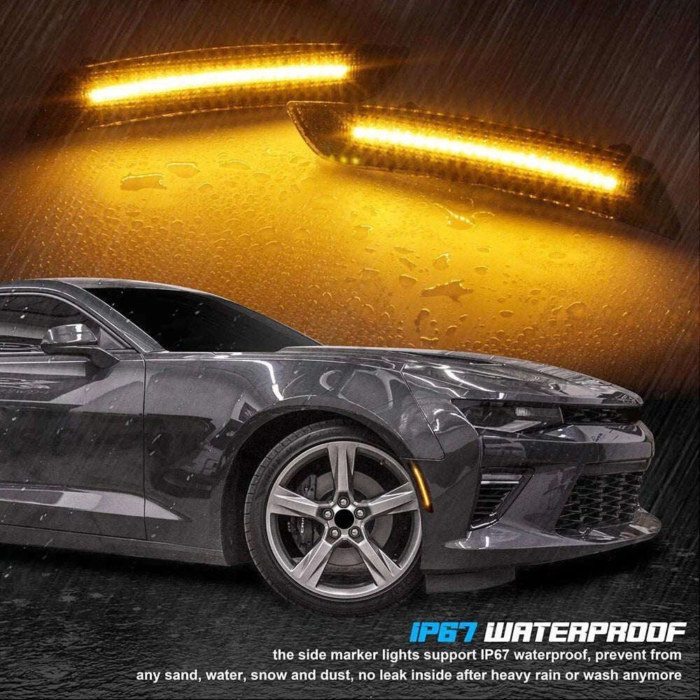 4 x LED Bumper Side Marker Lights Smoked for Chevrolet Camaro (2016-2021)