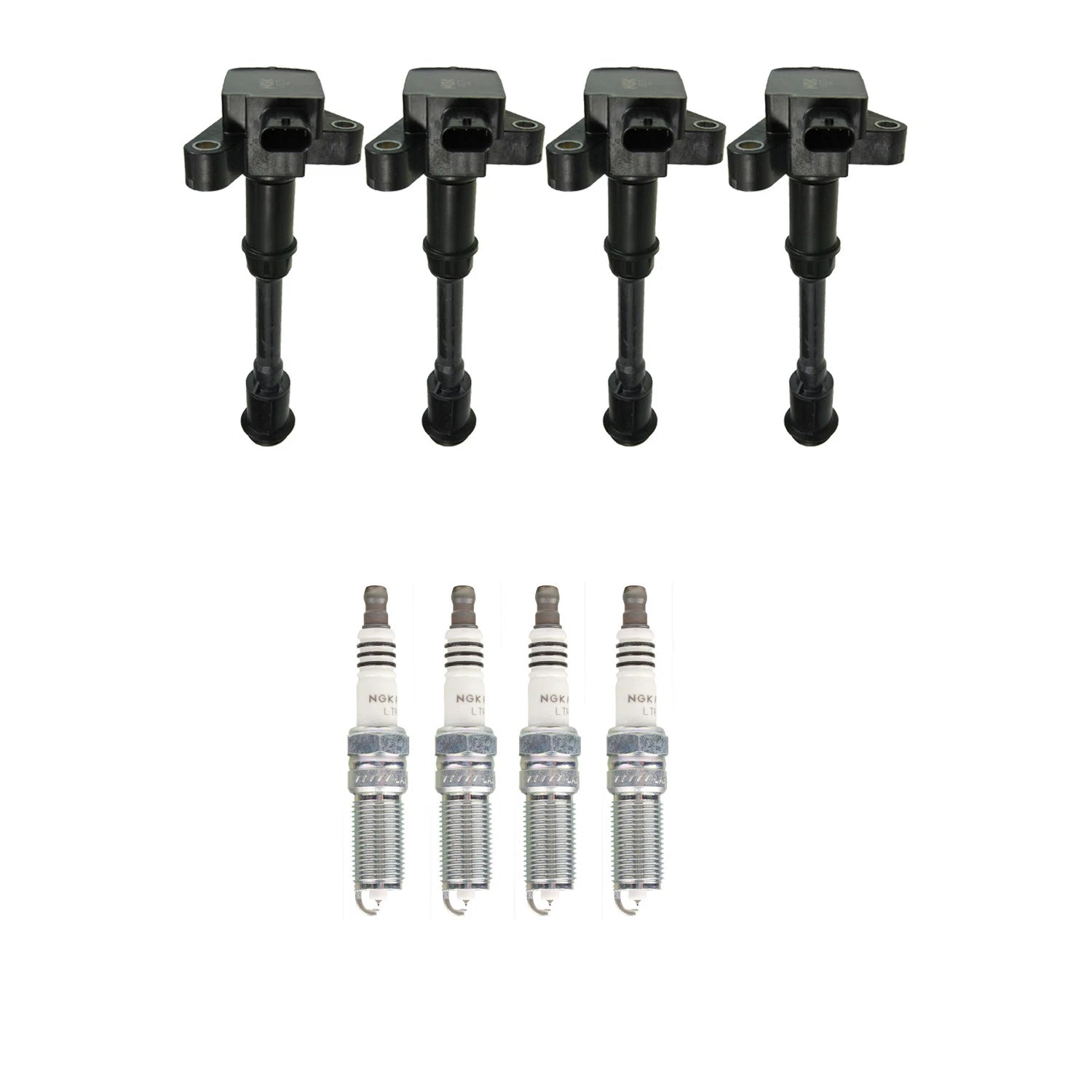 Set of 4 NGK Ignition Coils & Ruthenium Spark Plugs for Escape Fiesta Fusion (2013–2019)