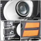 Driver Left Projector Headlight for Ford Flex (2011–2012) - Black Housing, Amber Corner