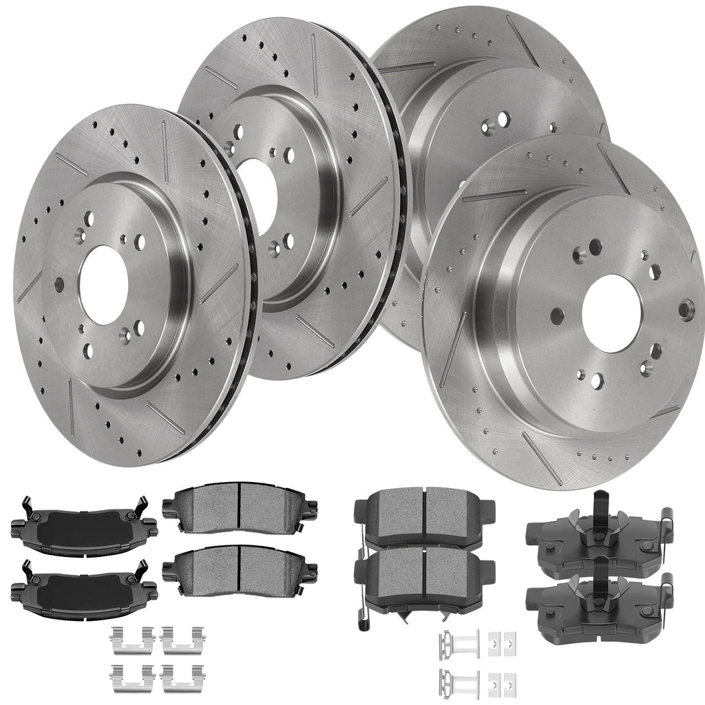 Set of 4 Drilled Slotted Rotors & Ceramic Brake Pads for Honda CR-V (2012–2016)