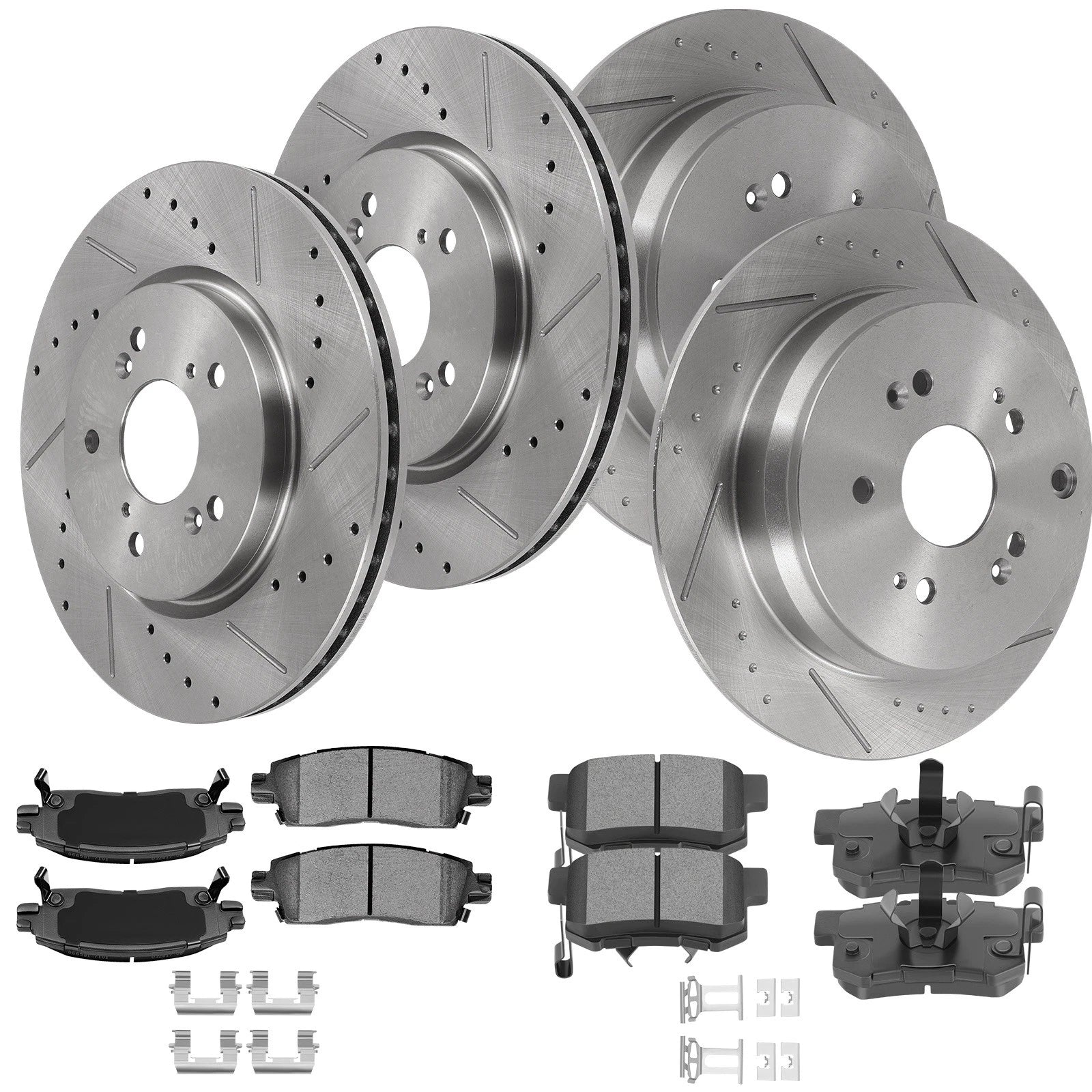 Set of 4 Drilled Slotted Rotors & Ceramic Brake Pads for Honda CR-V (2012–2016)