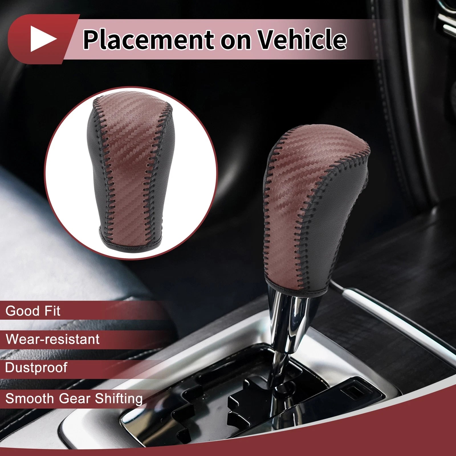 1Pc Gear Shift Knob Cover for Mazda CX-5 (2013–2014) Brown Faux Leather