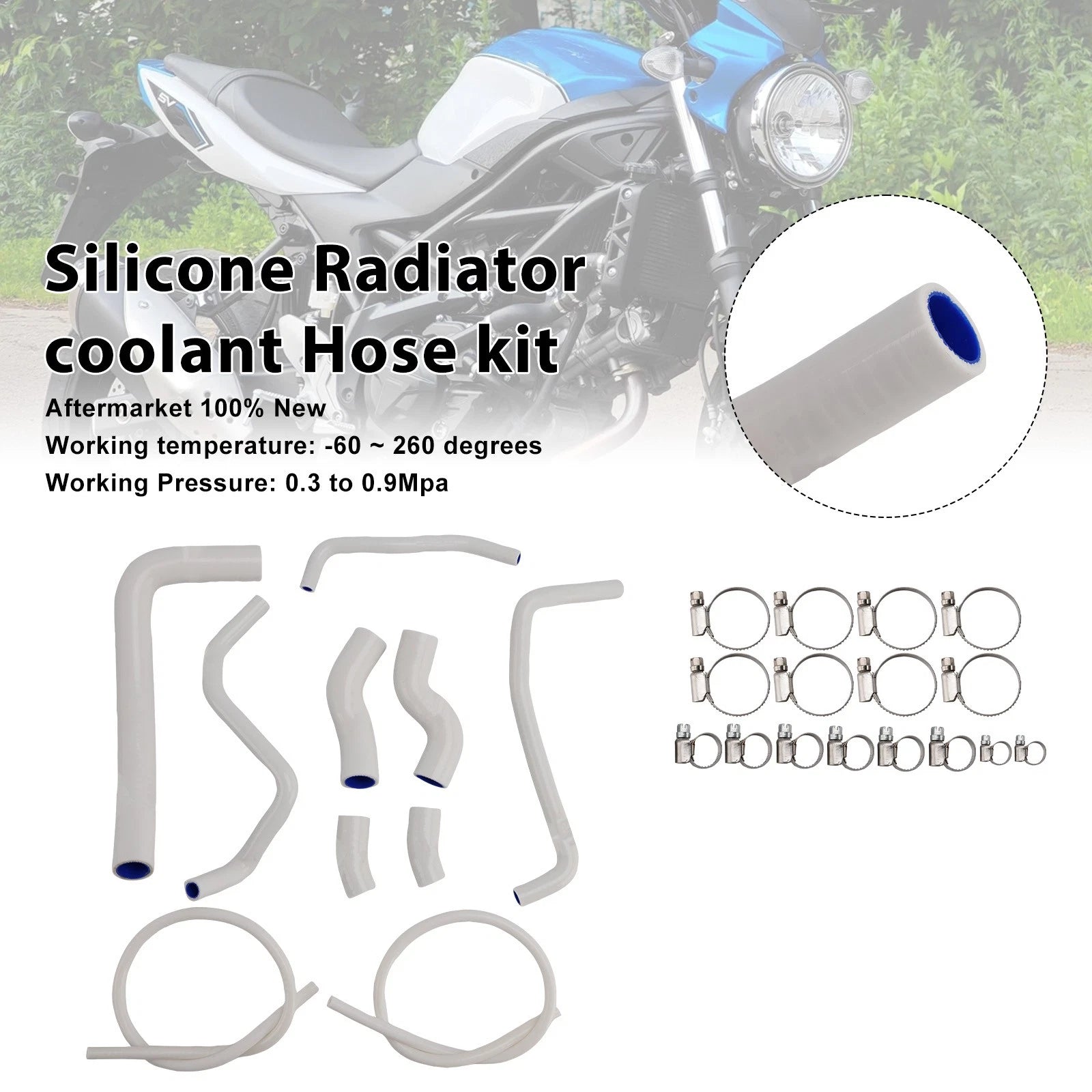 Silicone Radiator Coolant Hose for Suzuki SV650 (2016–2025) White #34