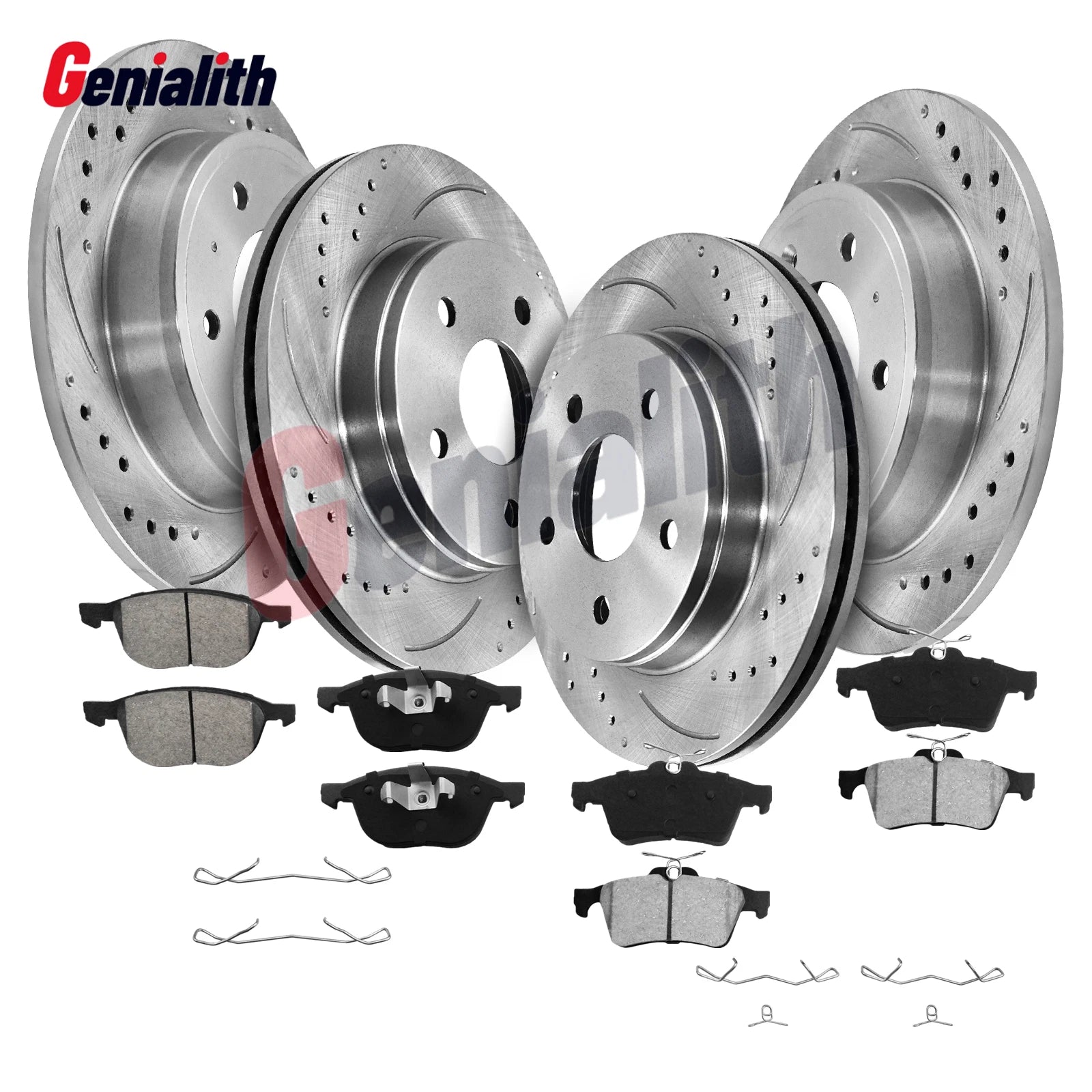 Set of 4 Disc Brake Rotors + Ceramic Pads for Ford C-Max (2013–2018)