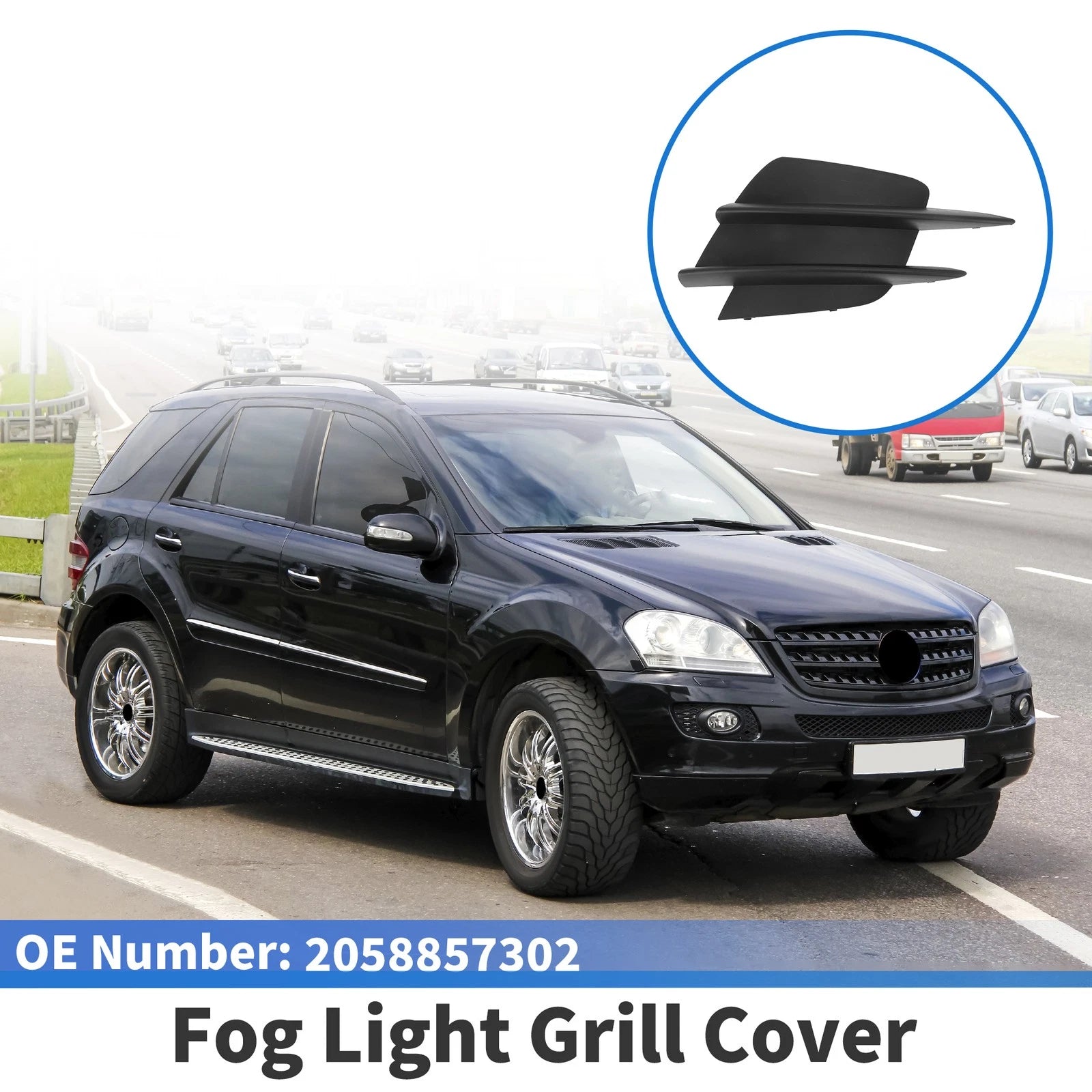 1 Pc Fog Light Grill for Mercedes-Benz W205 (2015–2021) No. 2058857302 Black