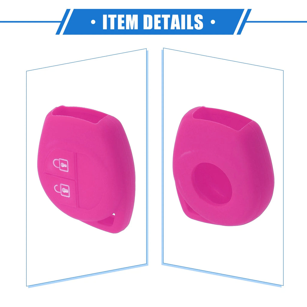 2X Key Fob Case Protector for Suzuki (2 Button) - Silicone Rose Red