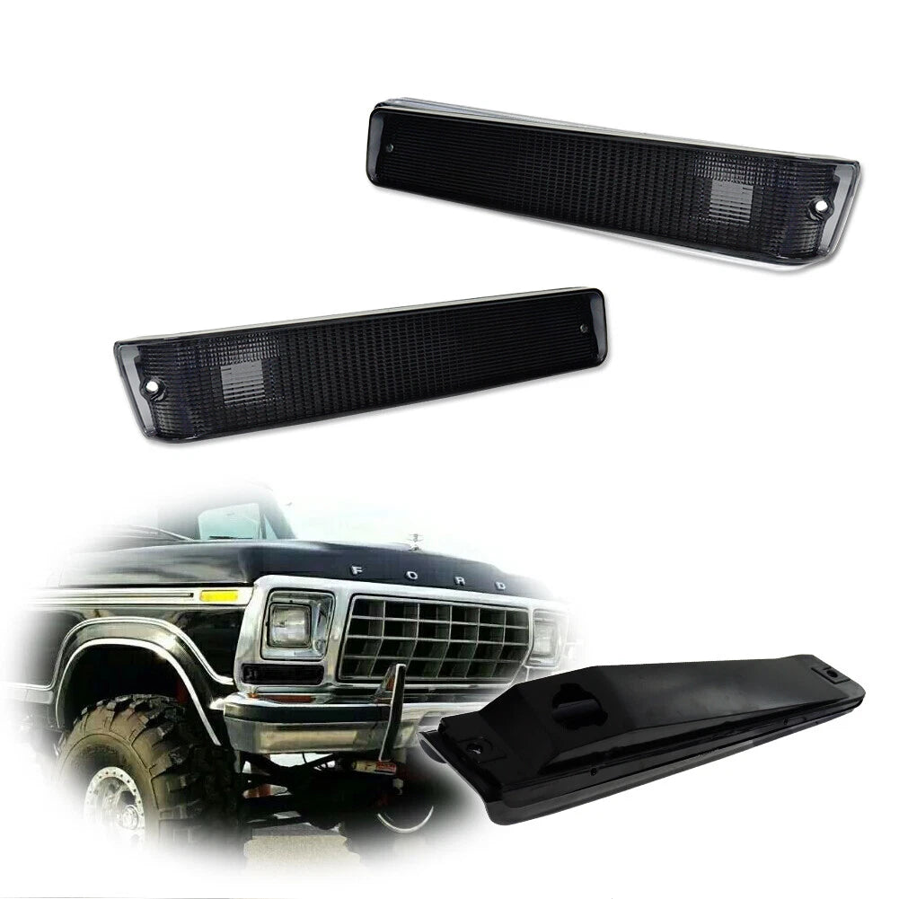 Set of 2 Front Bumper Signal Light Housings for Ford F-150, Bronco (1973–1979)