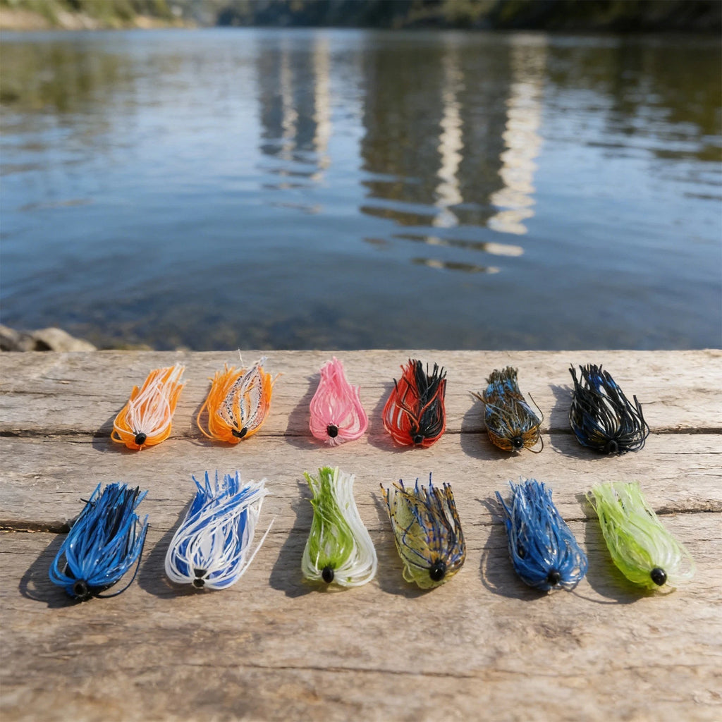 10X Silicone Jig Skirts for Bass Trout Walleye Crappie Fishing Lures (7cm)