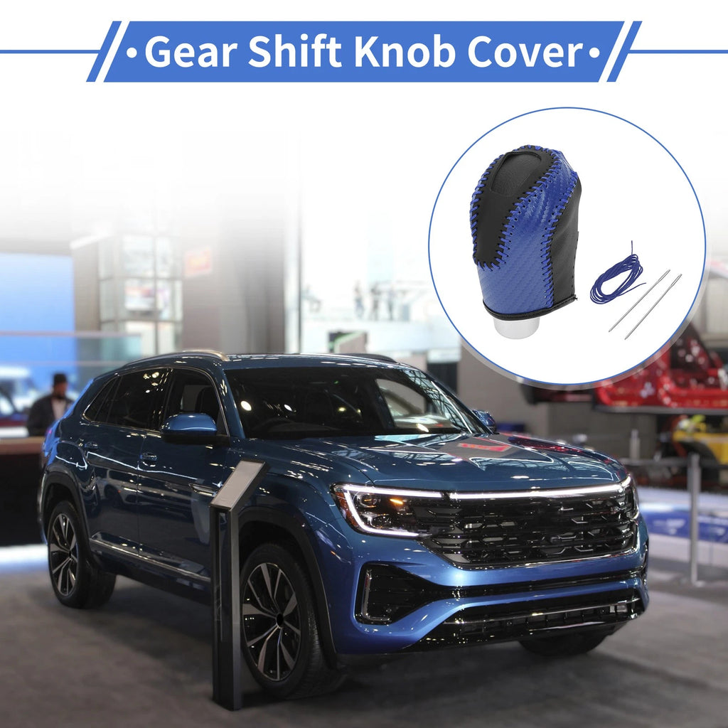Gear Shift Knob Cover for Volkswagen Taos (2022–2023) Blue Carbon Fiber