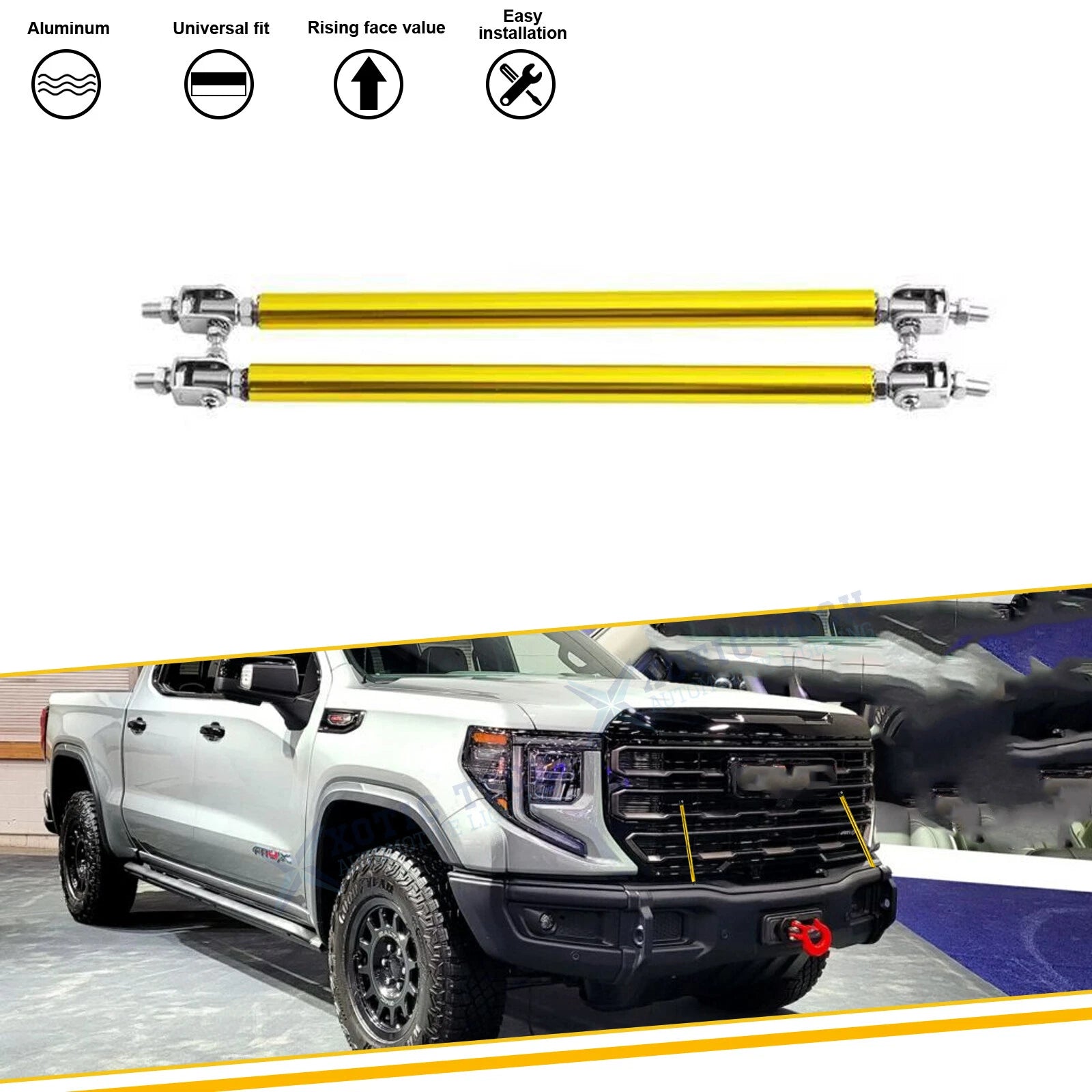 2Pcs Alloy Gold Rear Front Diffuser Bumper Lip for GMC (2014–2018)