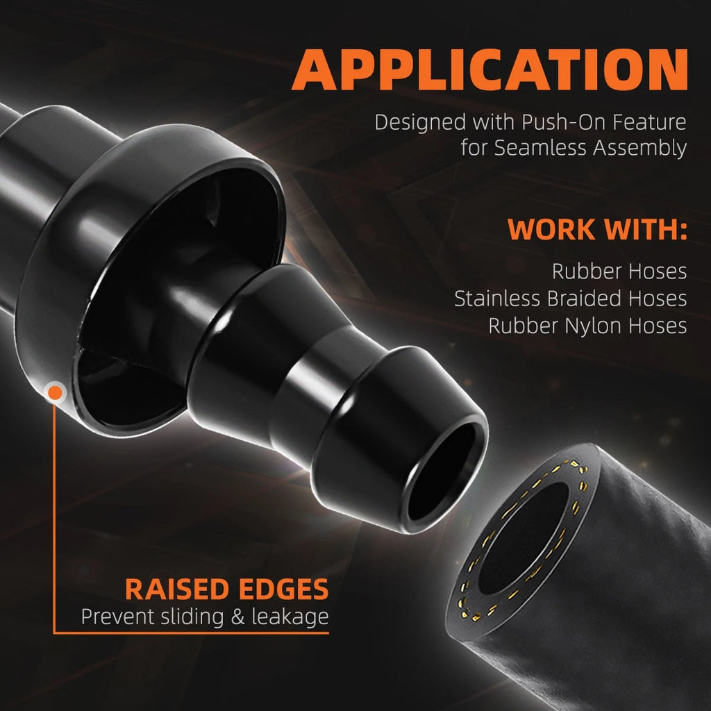 4AN to 1/4" Barb 180° Push Lock Hose End Fitting 2000PSI