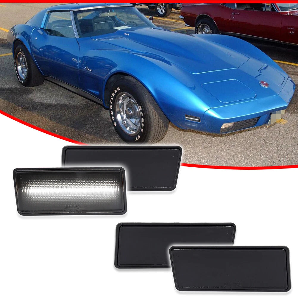 Front & Rear White LED Side Marker Lamps for Chevy Corvette C3 (1974–1979)