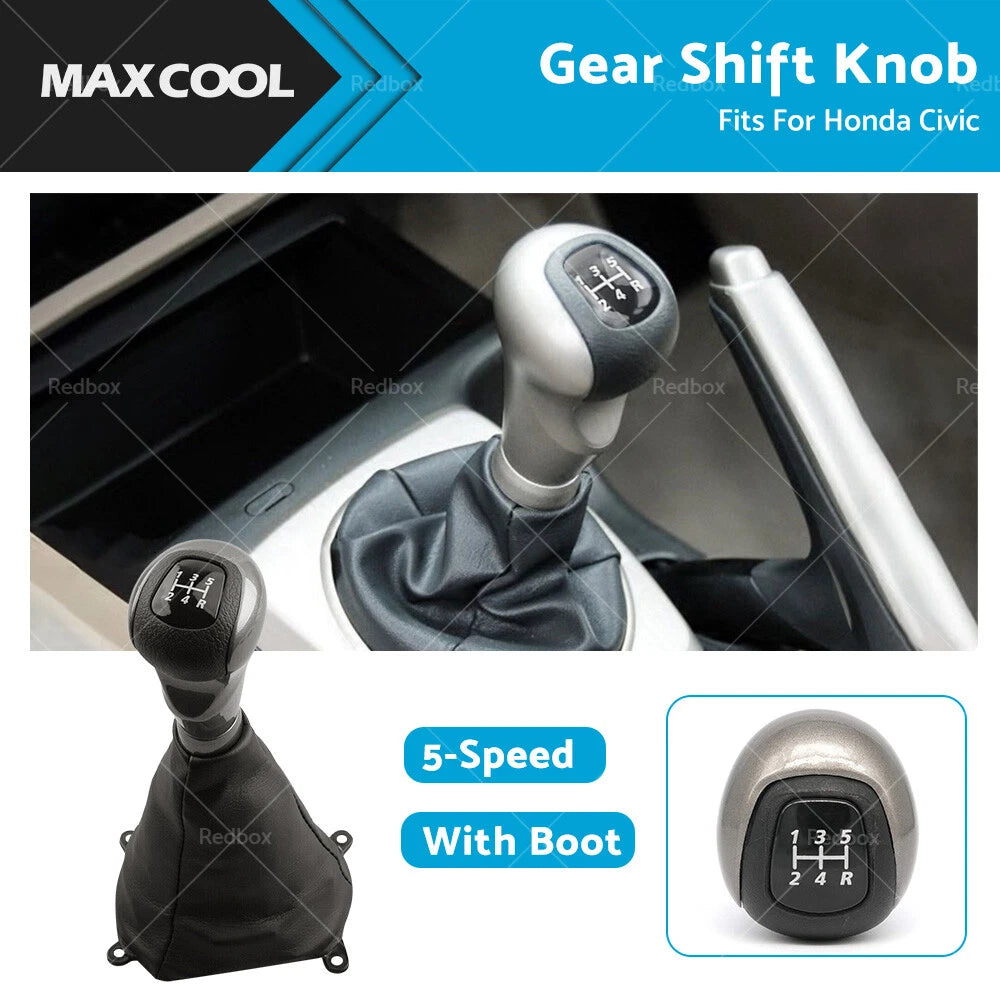 5 Speed Manual Gear Shift Knob with Boot for Honda Civic (2006–2011)