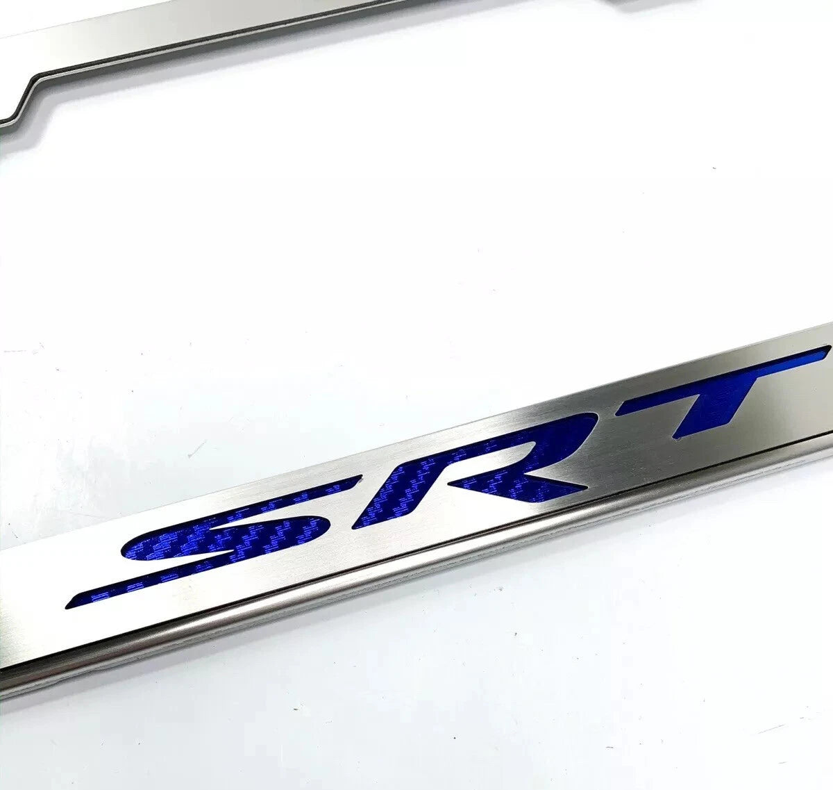 License Plate Frame Blue Carbon Fiber Inlay for Dodge SRT (2015–2023)
