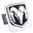 OEM Logo on Chrome Class II Trailer Hitch Plug-Officially Licensed for Dodge RAM