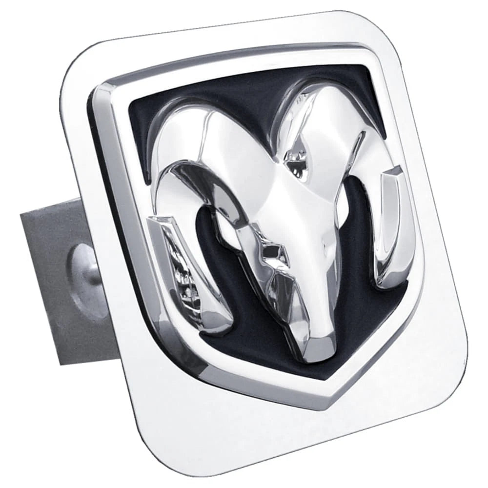 OEM Logo on Chrome Class II Trailer Hitch Plug-Officially Licensed for Dodge RAM