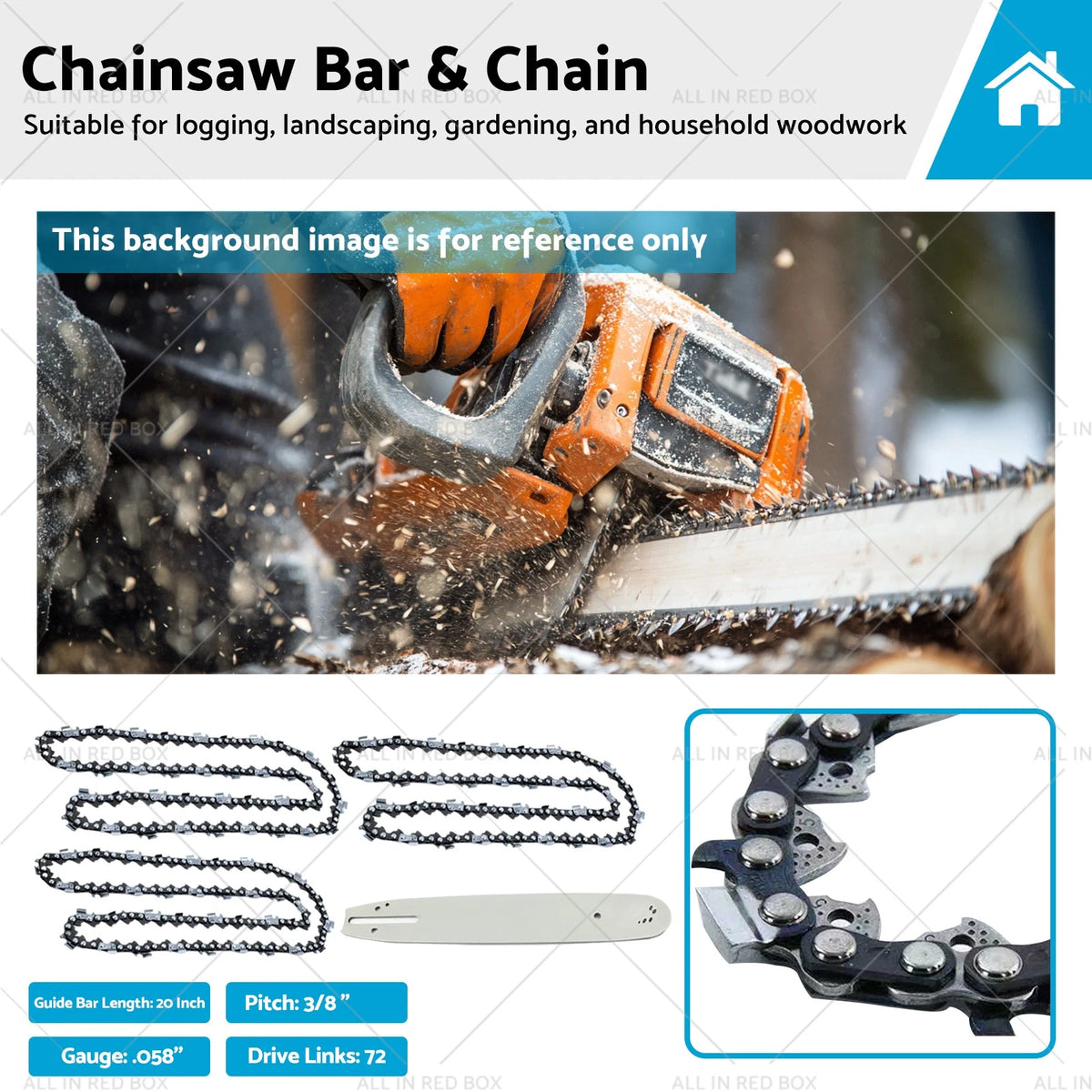 20'' Chainsaw Bar Chain Kit 3/8 .058 72DL for Husqvarna 266 (N/A)