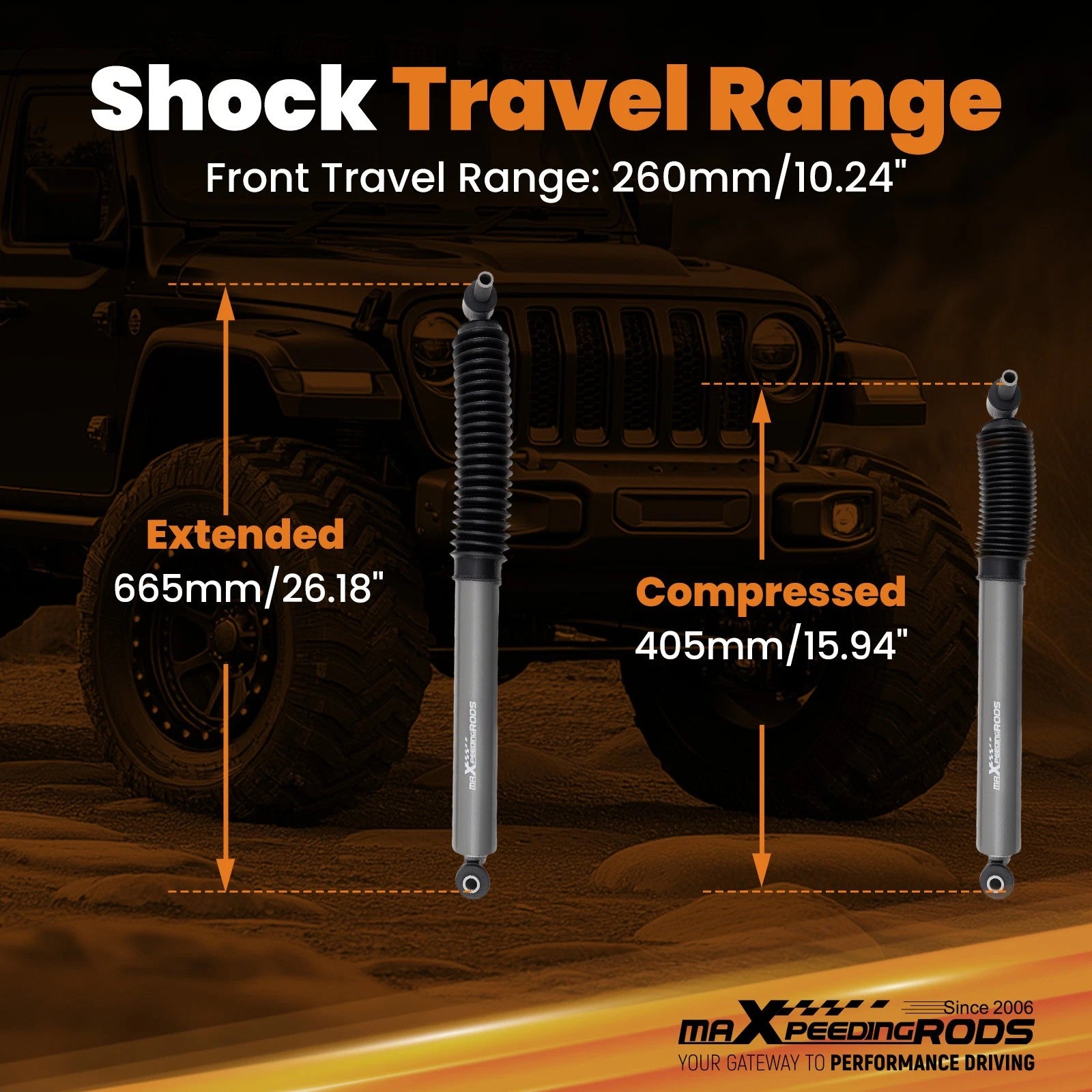 Front Lift Shock Kit for Jeep Gladiator JT (2020-2025) 4WD 2.5"