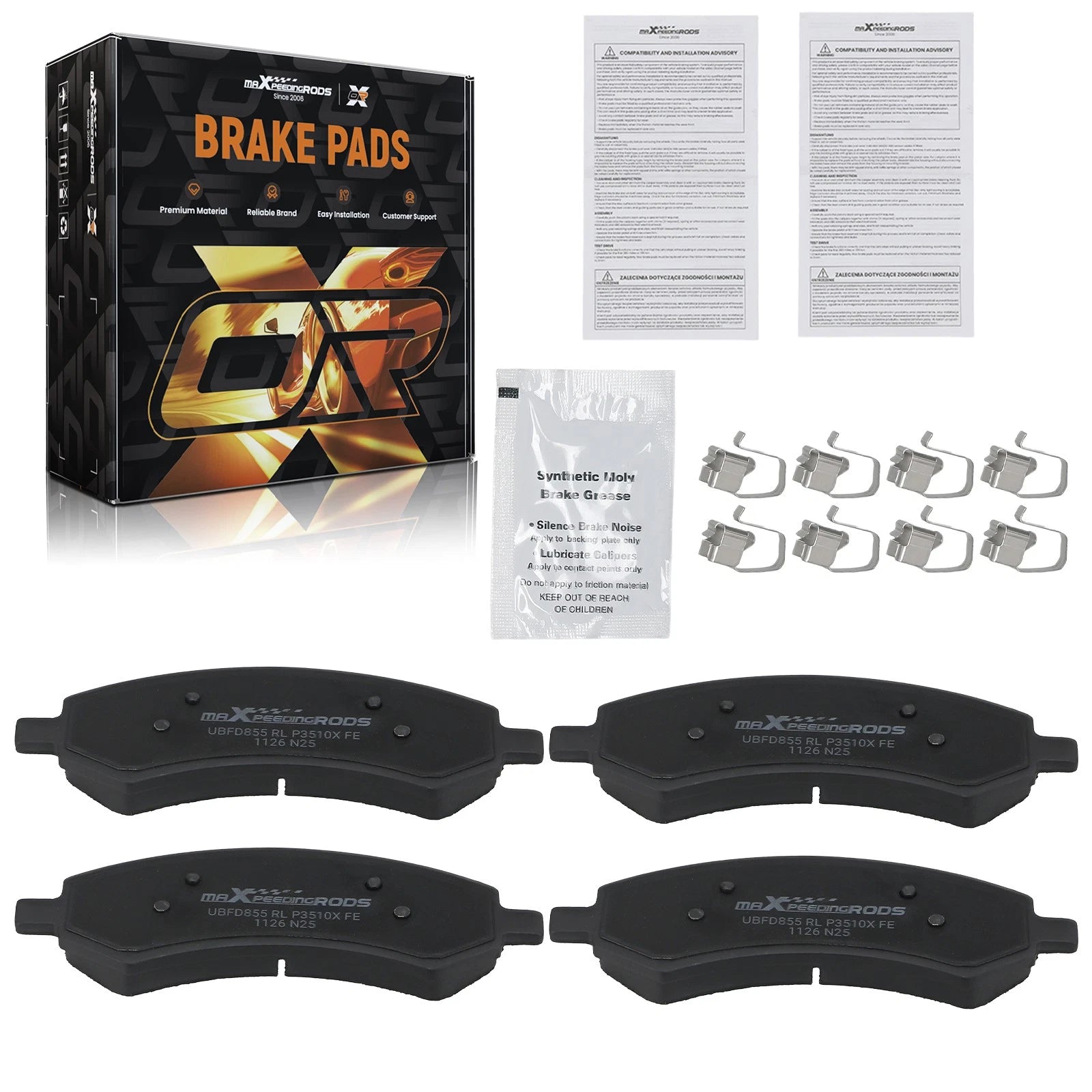 Front Brake Pads Set for Chrysler Aspen Dodge Dakota Durango Ram 1500 (2005-2010)