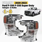 Set of 2 Halogen Headlights for Ford F-250 F-350 Super Duty (2020–2022)