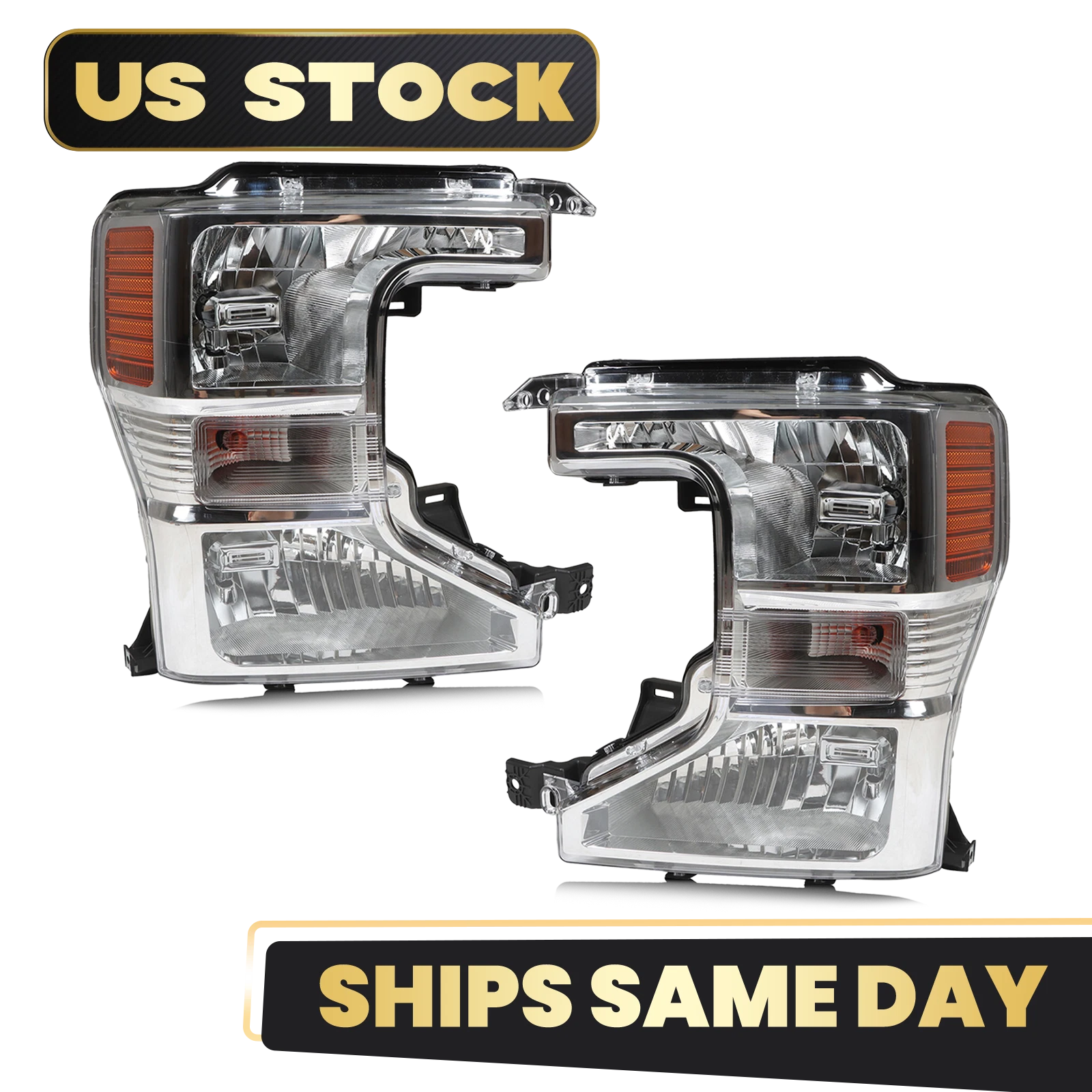 Set of 2 Halogen Headlights for Ford F-250 F-350 Super Duty (2020–2022)