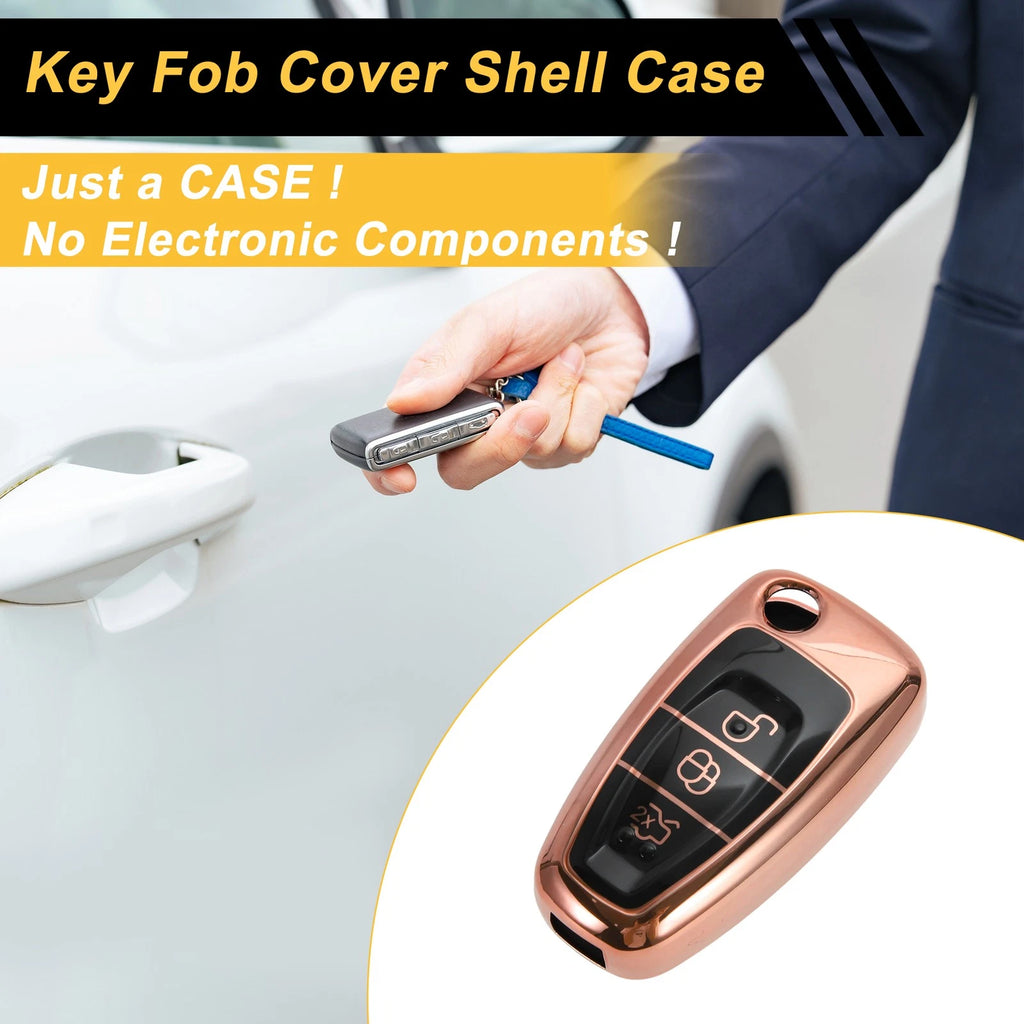 Rose Gold TPU Silicone Key Case for Ford Mondeo (2000–2007)